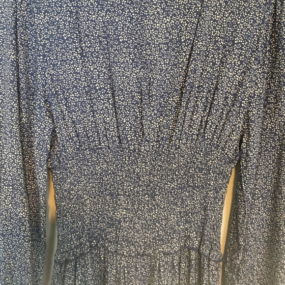 Blue White Floral Fit Flare Dress Mini Cinched Waist Garden Party Preppy Work XL - Picture 6 of 6